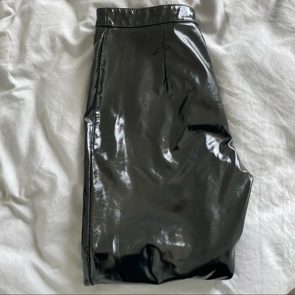 H&M Faux Leather High-Waisted Pants - Straight Leg - Picture 5 of 9